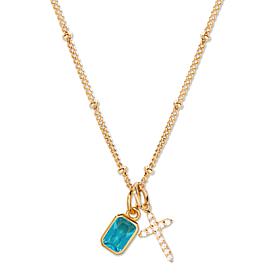 Brook & York Josephine 14K Gold-Plated Cross Birthstone Necklace