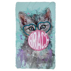Bubble Gum Kitten Personalized Fuzzy Throw Blanket 