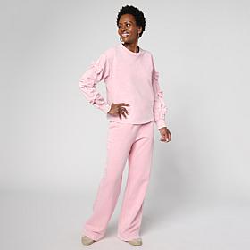 C Wonder 2-piece Bow-Sleeve Top & Pant Set