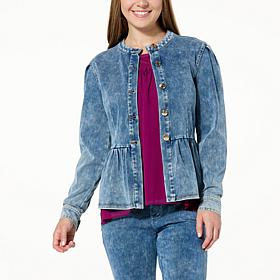 C Wonder Acid Wash Peplum Jacket