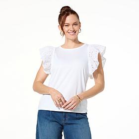 C Wonder Eyelet Sleeve Tee