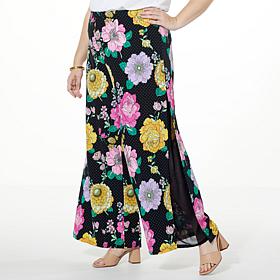 C Wonder Floral Crepe Wide Leg Gusset Pant 