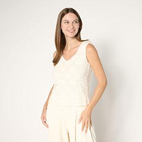 C Wonder Knit Lace V-Neck Tank