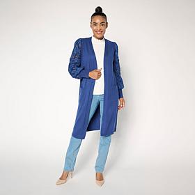 C Wonder Luxe Yarn Mixed Media Cardigan