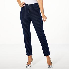 C Wonder Metallic Stripe Slim Straight-Leg Jean