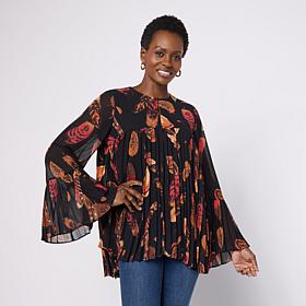 C. Wonder Pleated Chiffon Top with Keyhole