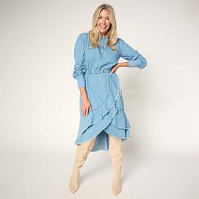 C Wonder Ruffled Denim Dress