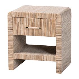 Callan Bohemian Nightstand with Woven Grasscloth