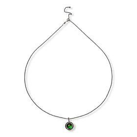 Canadian Ammolite Gems 8mm Round Green Ammolite Pendant with Chain