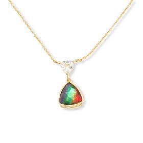 Canadian Ammolite Gems Ammolite and White Topaz Drop Necklace