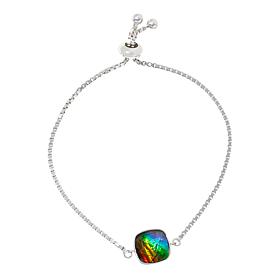 Canadian Ammolite Gems Cushion-Cut Station Adjustable Chain Bracelet