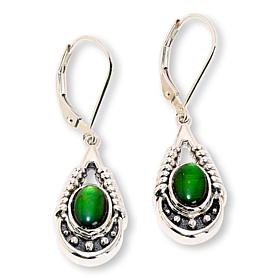 Canadian Ammolite Gems Green Ammolite Triplet Drop Earrings