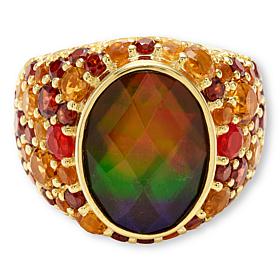 Canadian Ammolite Gems Multigemstone Statement Ring