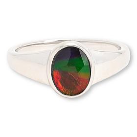 Canadian Ammolite Gems Oval Ammolite Signet Ring 