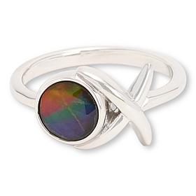 Canadian Ammolite Gems Sterling Silver XO Ammolite Triplet Ring