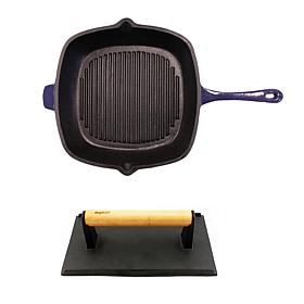 Cast Iron 18-10 Stainless Steel Grill Set 2-piece Purple