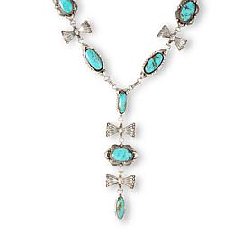 Chaco Canyon Blue Kingman Turquoise Lariat Necklace 