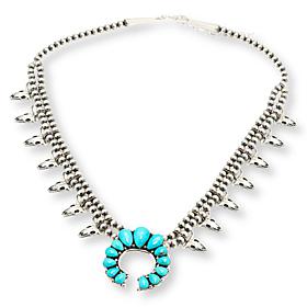 Chaco Canyon Campitos Turquoise Cow Skull Squash Blossom Necklace