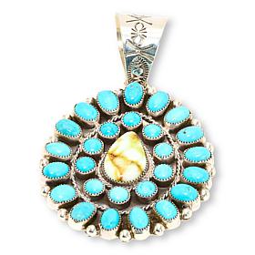 Chaco Canyon Large Cluster Sleeping Beauty Turquoise Pendant