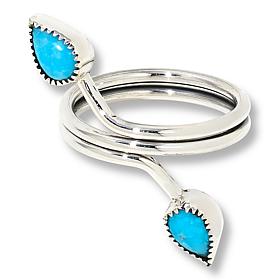 Chaco Canyon Pear-Shaped Sleeping Beauty Turquoise 2-Stone Bypass Ring