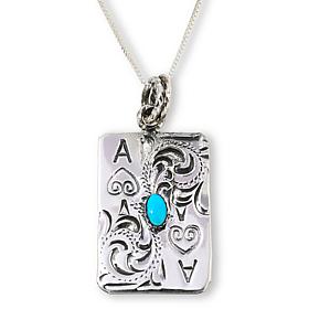 Chaco Canyon Sleeping Beauty Turquoise Ace of Spades Pendant-Necklace