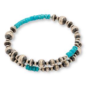 Chaco Canyon Sleeping Beauty Turquoise and "Navajo Pearl" Coiled Cuff