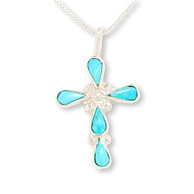 Chaco Canyon Sleeping Beauty Turquoise Cross Pendant with Chain