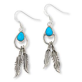 Chaco Canyon Sleeping Beauty Turquoise Feather Dangle Earrings