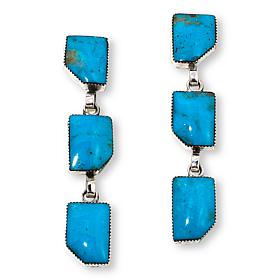Chaco Canyon Sterling Silver 3-Stone Kingman Turquoise Drop Earrings