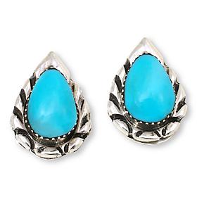 Chaco Canyon Sterling Silver Campitos Turquoise Teardrop Stud Earrings