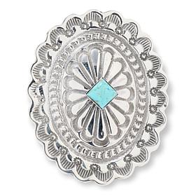 Chaco Canyon Sterling Silver Kingman Turquoise Oval Concho Ring