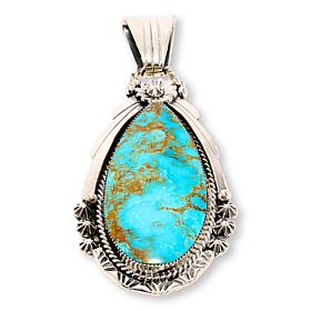 Chaco Canyon Sterling Silver Kingman Turquoise Pear Pendant