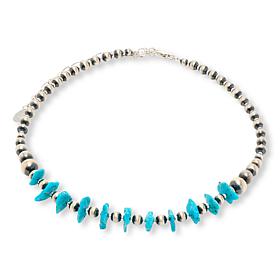 Chaco Canyon Sterling Silver "Navajo Pearl" Kingman Turquoise Necklace