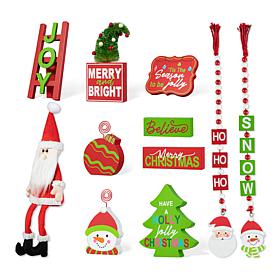 Christmas Signs and Santa Tiered Tray Table Decor - Set of 11