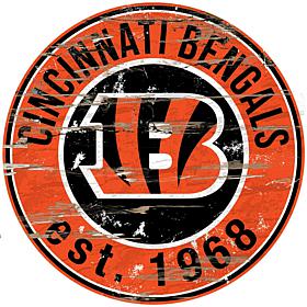 Cincinnati Bengals Round Distressed Sign
