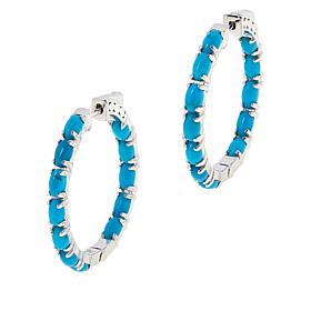 Colleen Lopez 1.25" Gemstone Inside-Outside Hoop Earrings
