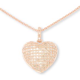 Colleen Lopez 1ctw Rose Gold-Plated Champagne Diamond Heart Pendant