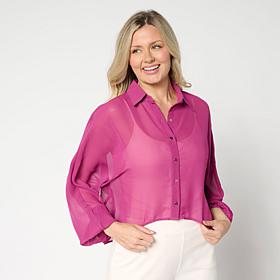 Colleen Lopez Button Front Dolman-Sleeve Top