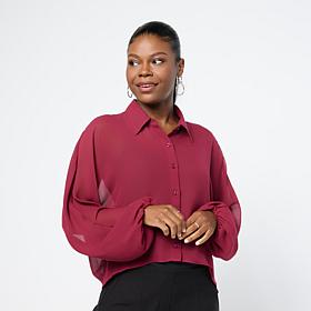 Colleen Lopez Button Front Dolman Sleeve Woven Top