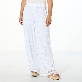Colleen Lopez Crocheted Lace Wide Leg Pull-On Pant