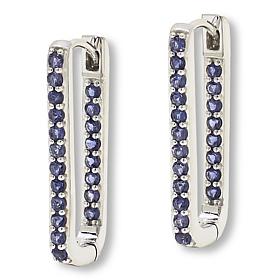 Colleen Lopez Gemstone Inside-Outside Rectangular Hoop Earrings