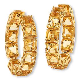 Colleen Lopez Gemstone Octagonal Inside-Outside Hugger Hoop Earrings