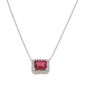 Colleen Lopez Glass-Filled Ruby and White Zircon Necklace