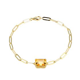 Colleen Lopez Gold-Plated Gemstone Station Paperclip Link Bracelet