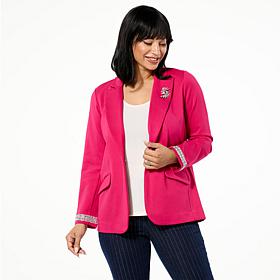Colleen Lopez Knit Blazer with Jeweled Sleeve