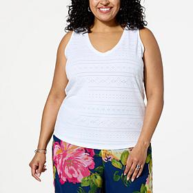 Colleen Lopez Knit Eyelet Tank Top 