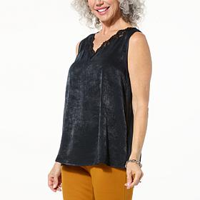 Colleen Lopez Lace-Trim Satin Tank