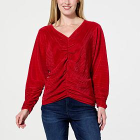 Colleen Lopez Long Sleeve Ruched Front Top 