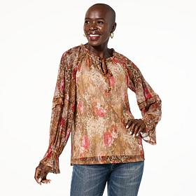Colleen Lopez Long Sleeve Woven Shimmer Blouse