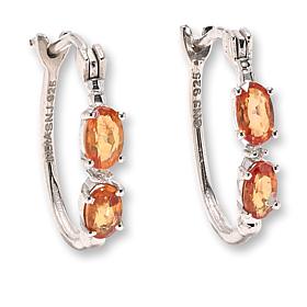 Colleen Lopez Orange Sapphire and White Zircon Hoop Earrings